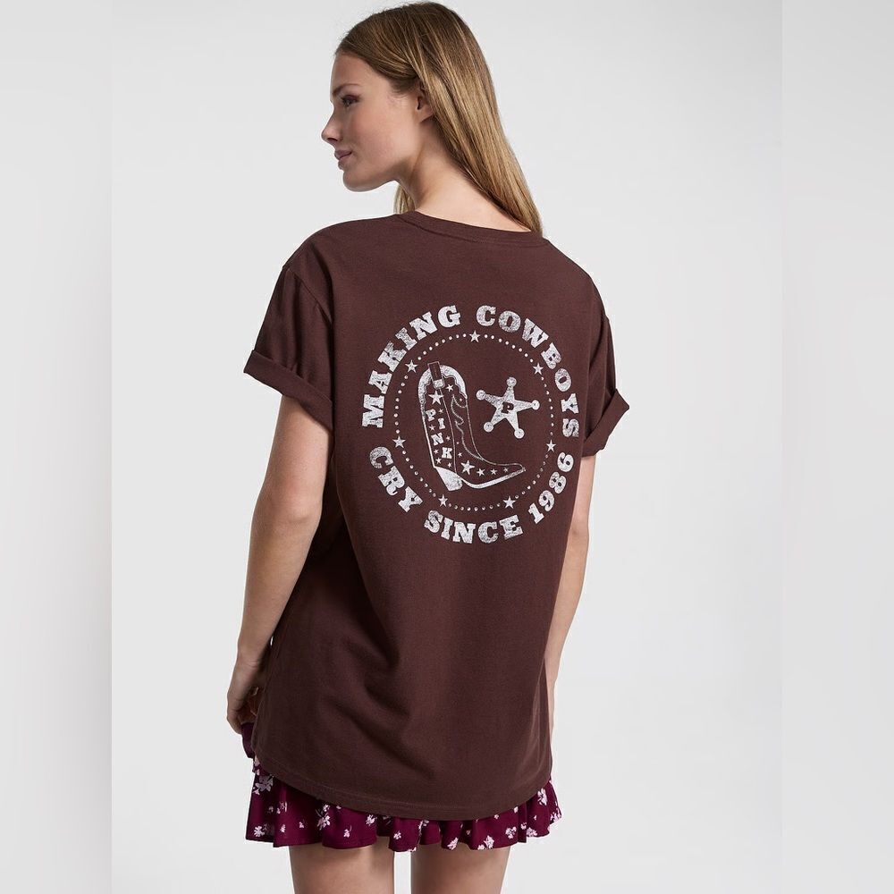 NWOT Victoria's Secret PINK Campus Cotton Tee Size Medium